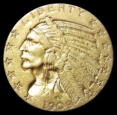 1909 D Gold Usa $5 Dollar Indian Head Half Eagle Coin Denver Mint • $715