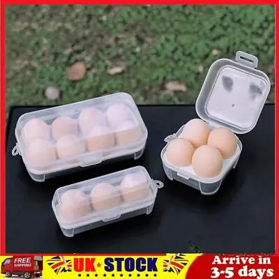 Portable Egg Box Shockproof Egg Holder Container Transparent Travel Camping Gear • £4.99