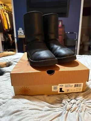 UGG Black Leather Boots • $55