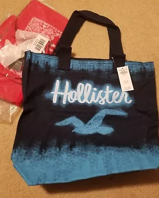 HOLLISTER  NWT Classic Beach LOGO TOTE BOOK SCHOOL BAG Blue Tie Dye • £26.59