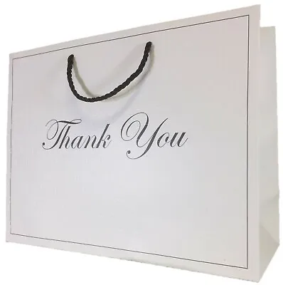 $22.88 • Buy Large White Gift Bags With Handles Bulk Lot Thank You Heavy Duty Paper 13 X 10  