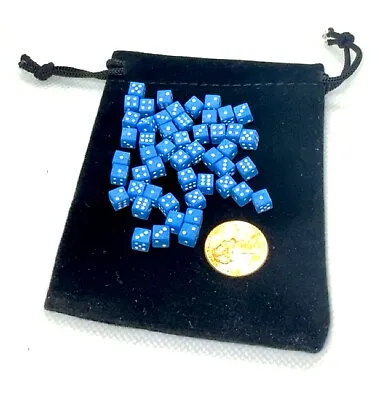 New 5mm Deluxe 50 MINI Dice Transparent Blue RPG Game Tiny D6 Set • $13.99