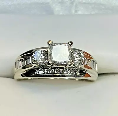 3Ct Princess Lab Created Diamond Women's Engagement Ring 14K White Gold Plated. • $83.99