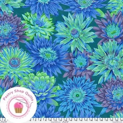 KAFFE FASSETT Free Spirit TROPICAL WATER LILIES J119 Blue Floral Quilt Fabric • $6.75