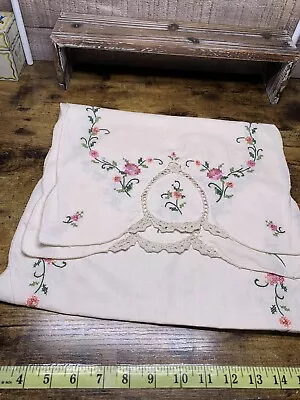 Vintage Dresser Scarf Table Runner Floral Flowers 15”x48” • $9.99