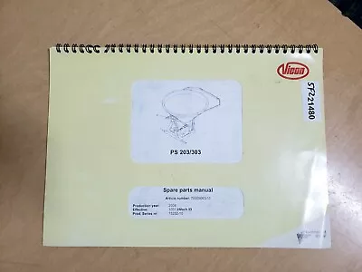 Vicon PS 203 303 Fertiliser Spreader Spare Parts List Manual • $12