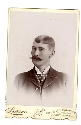 Handsome Man With Mustache Cabinet Card Photo Minneapolis Minnesota • $12.99