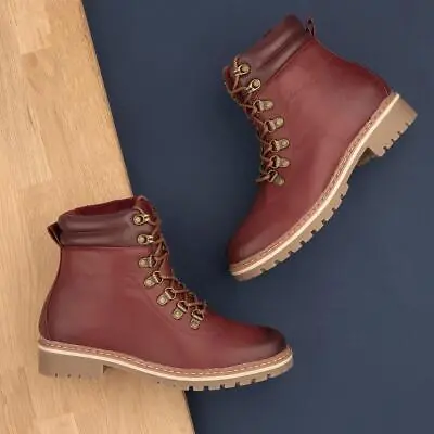 Lilley & Skinner Womens Boot Burgundy Lace Up Ankle Ontario Size UK 45678 • £9.99