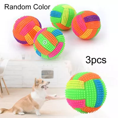 3 X Pet Dog Training Ball Toys LED Light Up Flashing Play Chasing Bounce Rubber • £5.69