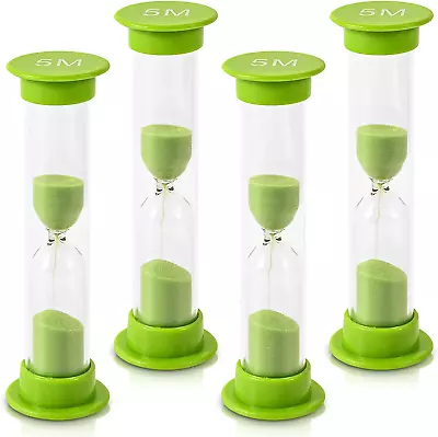 Sand Timer For Kids - 5 Minute Set Of 4 Hour Glass - Green Color- Acrylic Covere • $9.99