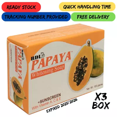 3 Box RDL Papaya Whitening Bar Soap Sunscreen With Vitamin A C E For Lightening • $49.99