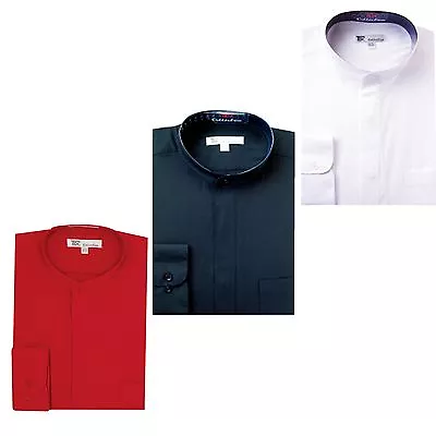 Men's Classy Mandarin Collar Hidden Button Dress Shirt Many Colors SG 01 • $15