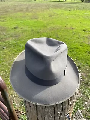 Vintage 1950s Stetson Royal De Luxe Gray Fedora Hat Size 7 ¼  • $185