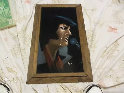 Rare Elvis Black Velvet Painting Elvis Crying 14x23 • $109.99