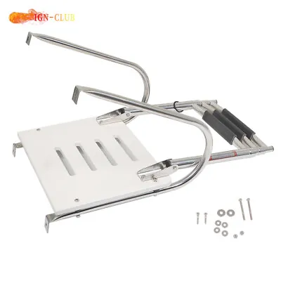 New 3 Step Telescoping Boat Ladder Stainless Steel With Platform 2 Handrails • $88.84