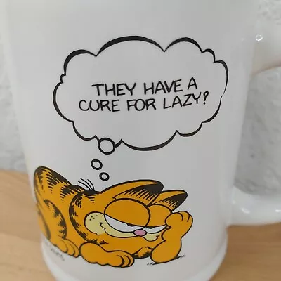 Vintage 1978 Garfield Large Coffee Mug Cup  They Have A Cure For Lazy?  Enesco • $17.60