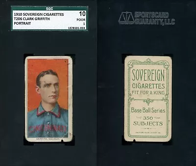 1909 T206 Clark Griffith Portrait Cincinnati Reds HOF SGC 1 **Sovereign 350** • $169.99