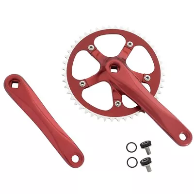 Red Bicycle CrankSet 48T X 175MM MTB Track Fixie Single Speed Bikes • $56.99