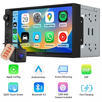 7  Double 2Din Car Stereo Apple Carplay Android Auto Radio Touch Screen + Camera • $139.95