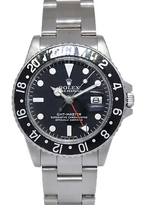 Rolex GMT-Master Steel Black Dial/Bezel Mens Vintage 40mm '77 Watch 1675 • $15995