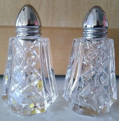 Vintage Crystal Glass Salt And Pepper Shakers Made In West Germany 3” Tall • $7