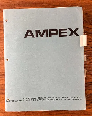 Ampex Micro 10 12 20 22 Tape Recorder Service Manual *Original* • $14.97