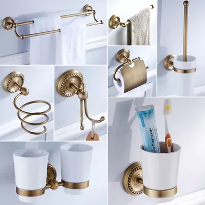 Antique Bronze Bath Hardware Set Bathroom Accessories Towel Shelf Towel Holder • $49.20