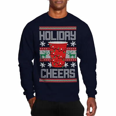$21.95 • Buy Beer Pong Xmas Sweater Drinking Games Alcohol Funny Men's Crewneck Sweater
