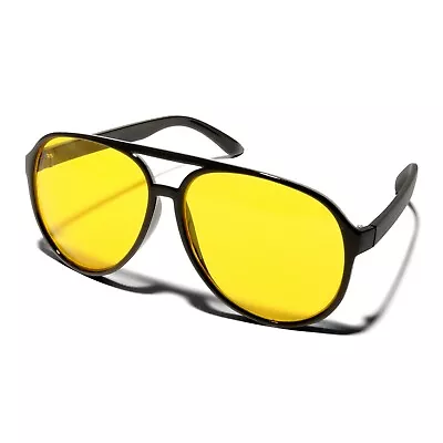 ShadyVEU Oversized Aviator Rounded Large XL Yellow HD Driving Lens Sunglasses UV • $10.79