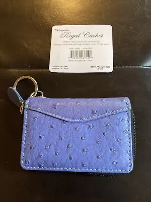 The Metropolitan Regal Cachet Blue Faux Leather Card Case Wallet Key Ring • $12