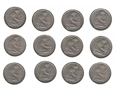 Germany 50 Pfennig Coins X12 Bulk Lot • £12.75