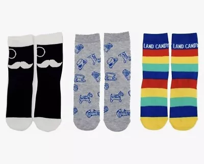 Junk Food Kids Youth Candy Land Monopoly Mustache Socks Size 9-2 1/2 (S/M) • $7.35