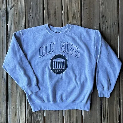 Ole Miss 1848 Oxford Mississippi Lyceum Gray Crew Pullover Sweatshirt Adult L • $19.93