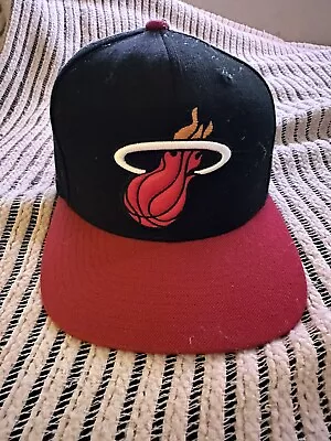 MIAMI HEAT Mitchell N Ness Hat Black Red Snapback Cap • $18