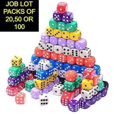 Job Lot Pack Coloured Dice Set Spot 5 Colours Six Sided D6 Replace Learn Maths • £3.99