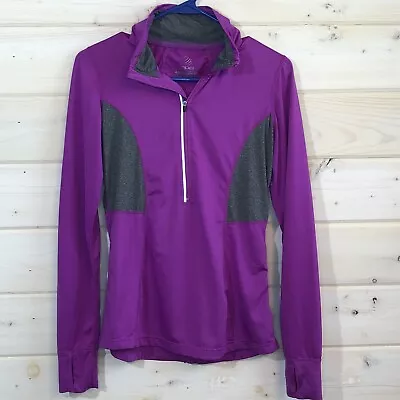 Mpg Run 1/2 Zip Up Magenta Gray Ruched Jacket Thumbhole Polyester Women's Small • $14.97