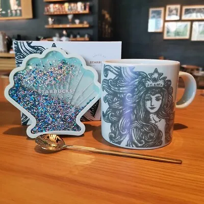 $34.19 • Buy 2022 Starbucks Sea Goddess Mermaid Coffee Mug Cup 16oz With Shell Coaster Spoon 