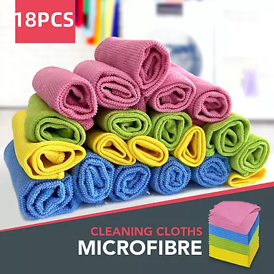 18pk Microfibre Cloths Car Cleaning Detailing Towel Microfiber Drying Polishing • £5.99