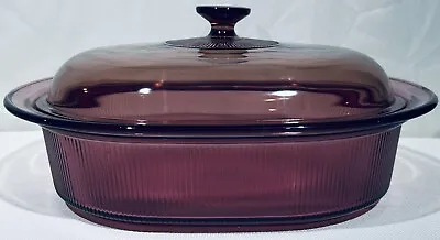 Pyrex VISION CRANBERRY 4L 4QT Roasting Casserole Dutch Oven Dish & Lid V-34-B • $39.50