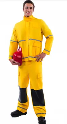 Mens Fireman Costume TALL Firefighter Cosplay Fancy Dress XL 5'10'' - 6'3'' • £9.95