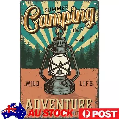 Home Rust Free UV Protected Metal Camping Lamp Sign Vintage Bar Wall Art Poster • $9.99