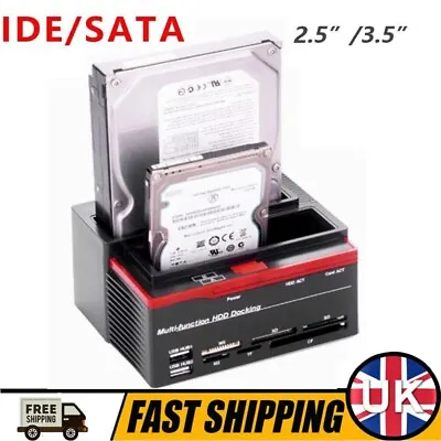 ALL In One HDD Docking/Dock Station HD Dual Bay USB To SATA IDE 2.5  3.5  UK • £23.40