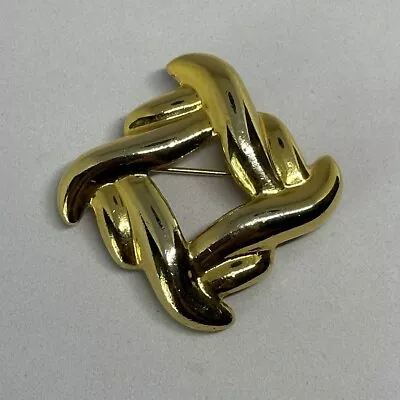 Vintage Gold Tone Ribbon Diamond Shape Modernist Style 1.8  Brooch Pin • $10.99