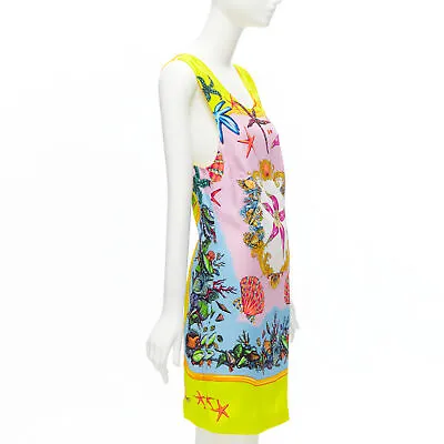 VERSACE 2020 Tresor De La Mer Signature Starfish Print Yellow Dress IT38 XS • $598