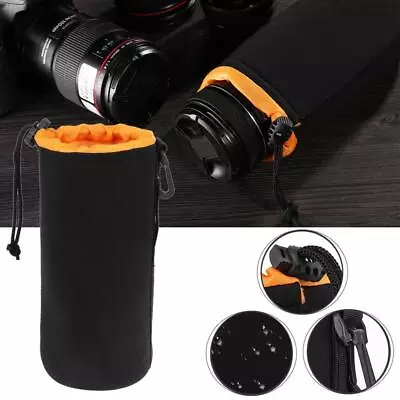 Waterproof Soft Neoprene Camera Lens Pouch Bag Drawstring Protector Case • £14.96