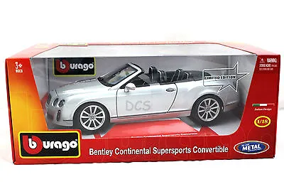 $39.95 • Buy Bburago Bentley Continental Supersport Convertible Ss Silver 1/18 Diecast 11035