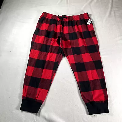 Old Navy Pajama Pants Mens Extra Large Red Buffalo Plaid Christmas Santa Tapered • $17.54