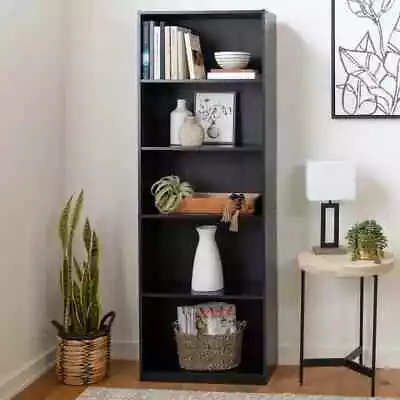 Mainstays Framed 5-Shelf Bookcase  Black Oak FREE FAST SHIPPING • $50