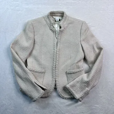 J Crew Blazer Womens Size 4 Open Wool Blend Tweed Boucle Style Jacket • $24.99