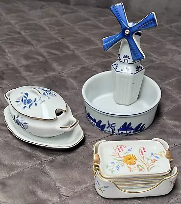 Vintage Royal Crown Ceramic Sugar Bowl Eschenbach Ashtray Windmill Sponge Holder • $10.39